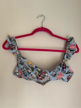Agua Bendita Light Blue Floral Bikini Top